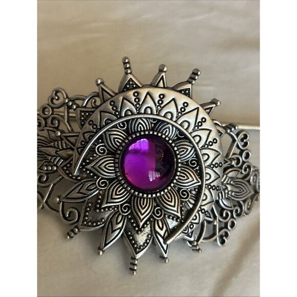 Moon Celtic Knot Hair Clip Moon Hair Clip Barrette Emo Floral Purple Stone - Picture 3 of 9